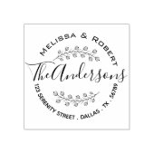 Floral Shaded Branch Wreath Couple Adres Rubberstempel (Afrduk)