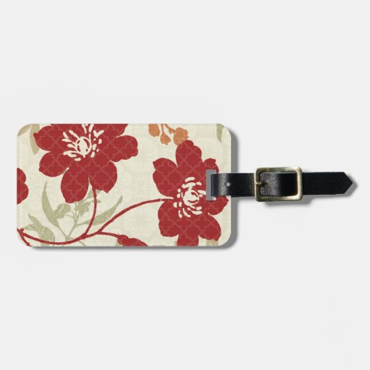 Floral Shadows in Red en Oranje Bagagelabel (Voorkant horizontaal)