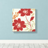 Floral Shadows in Red en Oranje Canvas Afdruk (Insitu (Houten vloer))