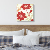 Floral Shadows in Red en Oranje Canvas Afdruk (Insitu (Slaapkamer))