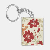 Floral Shadows in Red en Oranje Sleutelhanger (Voorkant Links)