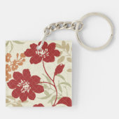 Floral Shadows in Red en Oranje Sleutelhanger (Achterkant)