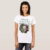 Floral Shamrock Skull Pinch en Die T-shirt (Voorkant volledig)