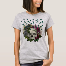 Floral Shamrock Skull T-shirt