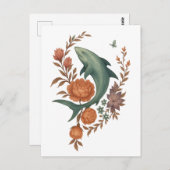 Floral Shark Harmony – Natuur & Ocean Fusion Art Briefkaart (Voorkant / Achterkant)