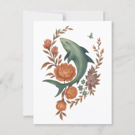 Floral Shark Harmony – Natuur & Ocean Fusion Art Briefkaart