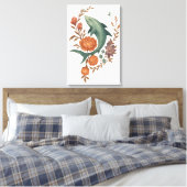 Floral Shark Harmony – Natuur & Ocean Fusion Art Canvas Afdruk (Insitu (Slaapkamer))