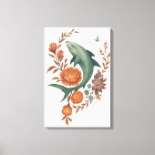 Floral Shark Harmony – Natuur & Ocean Fusion Art Canvas Afdruk (Voorkant)