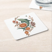 Floral Shark Harmony – Natuur & Ocean Fusion Art Kartonnen Onderzetters (Schuin)