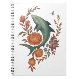 Floral Shark Harmony – Natuur & Ocean Fusion Art Notitieboek