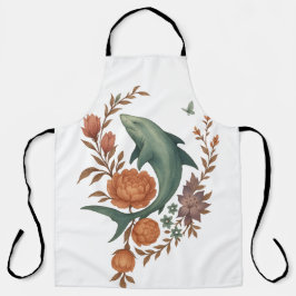 Floral Shark Harmony – Natuur & Ocean Fusion Art Schort