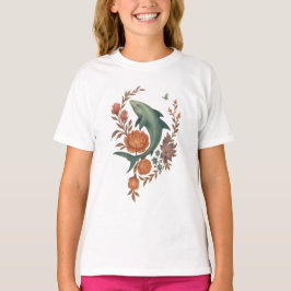 Floral Shark Harmony – Natuur & Ocean Fusion Art T-shirt