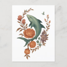 Floral Shark Harmony – Natuur & Ocean Fusion Art