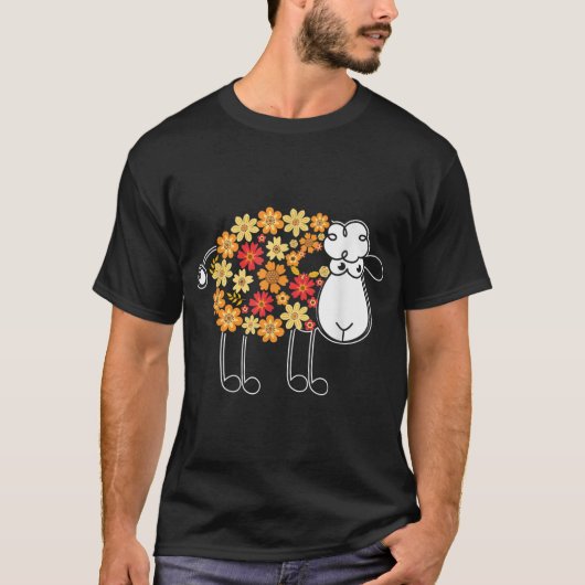Floral Sheep Cute Spring Design T-shirt (Voorkant)