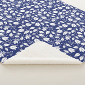 Floral Sherpa Blanket in Navy en Wit Deken (3/4)
