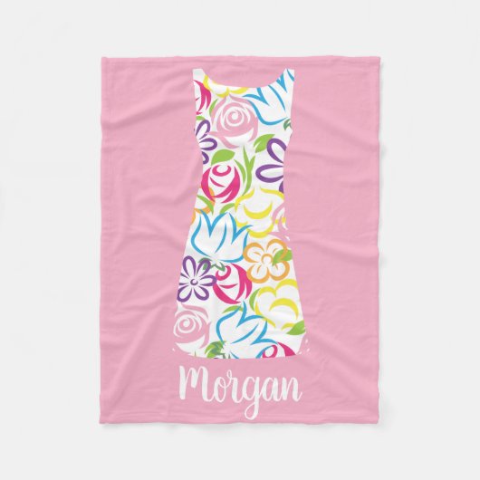 Floral Shift Dress Personalized Fleece Blanket (Voorkant)