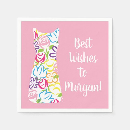 Floral Shift Dress Personalized Party Napkins Servet (Voorkant)
