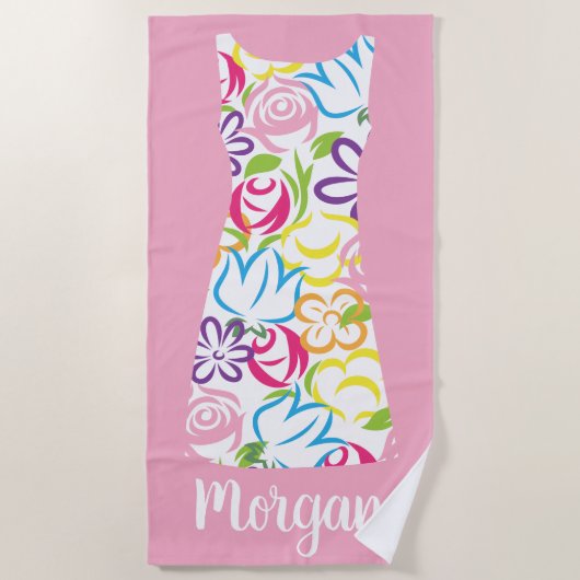 Floral Shift Dress Persoonlijke handdoek (Voorkant)