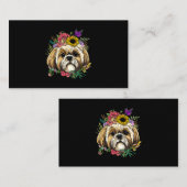 Floral Shih Tzu Dog Spring Natuur Shih Tzu Lovers Visitekaartje (Voorkant / Achterkant)