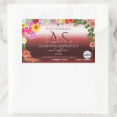Floral Shimmery Red Product Labels Monogram Logo (Tas)