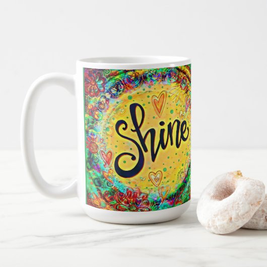 Floral Shine  Inspirerend Fun Yellow Koffiemok (Met donut)