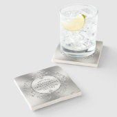 Floral shiny Silver Lijst 25th Wedding Jubileum Stenen Onderzetter (Zijkant)