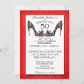 Floral Shoe 50th Birthday Uitnodiging (Voorkant)