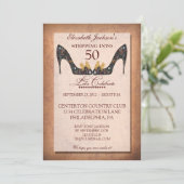 Floral Shoe 50th Birthday Uitnodiging (Staand voorkant)