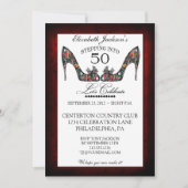  Floral Shoe 50th Birthday Uitnodiging (Voorkant)