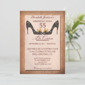  Floral Shoe 55th Birthday Party Invitation Kaart (Staand voorkant)