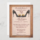  Floral Shoe 70th Birthday Party Invitation Kaart (Voorkant / Achterkant)