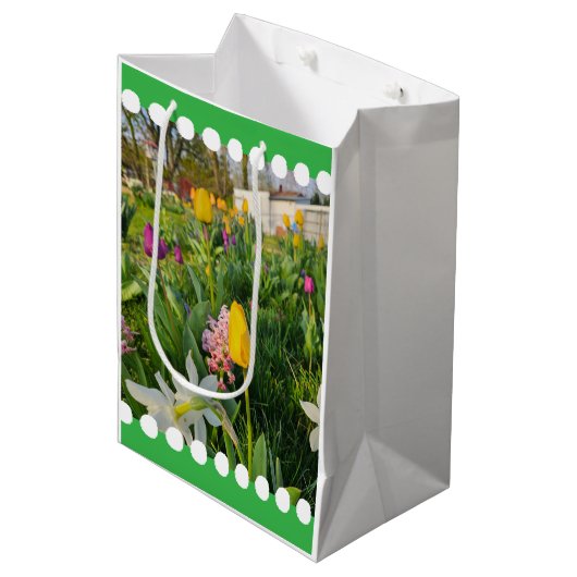 Floral Shoulder Canvas tas Medium Cadeauzakje (Voorkant Gekanteld)