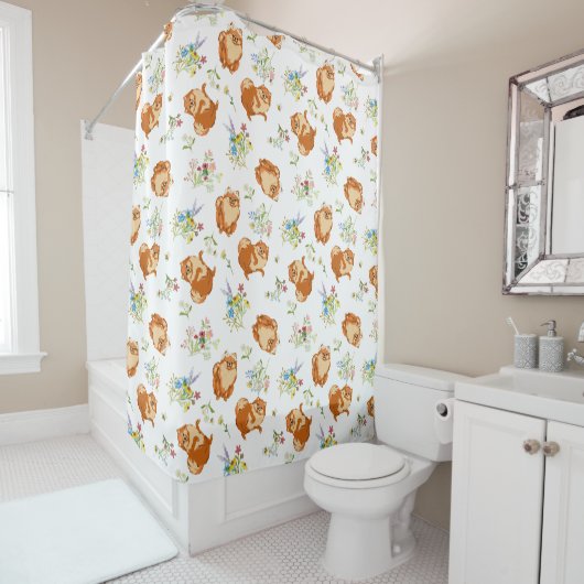 Floral Shower Curtain uit Pommeren Douchegordijn (In situ)