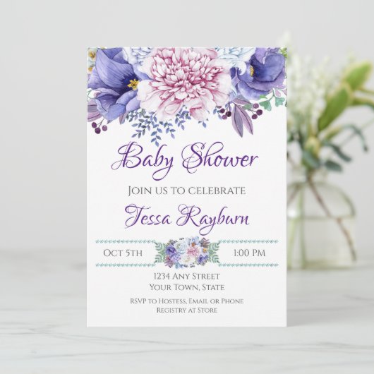 Floral Shower-uitnodiging Kaart (Staand voorkant)