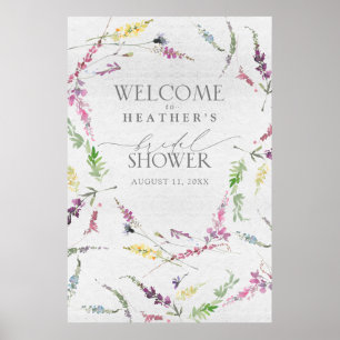 Floral Shower WelkomstPoster Wilde Waterverf Poster