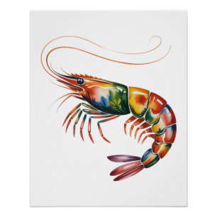 Floral Shrimp Art Custom Perfect Poster