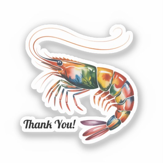 Floral Shrimp Art Custom Sticker (Voorkant)