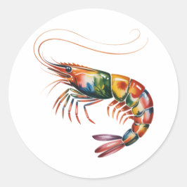 Floral Shrimp Art Ronde Sticker