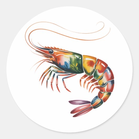 Floral Shrimp Art Ronde Sticker (Voorkant)