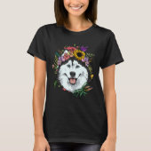 Floral Siberian Husky Dog Spring Natuur Siberian H T-shirt (Voorkant)