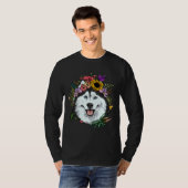 Floral Siberian Husky Dog Spring Natuur Siberian H T-shirt (Voorkant volledig)