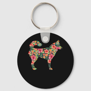 Floral siberische husky gift Kgift liefje bloem Sleutelhanger