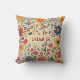 Floral Sierkussen - Dream Big Quote Kussen