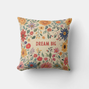 Floral Sierkussen - Dream Big Quote Kussen