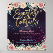 Floral Signature Cocktail Drink Menu Wedding Decor Poster (Voorkant)