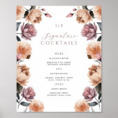 Floral Signature Cocktail Wedding Welkom Poster (Voorkant)