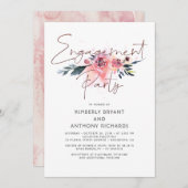 Floral Signature Script Elegant Engagement Party Kaart (Voorkant / Achterkant)