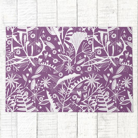 Floral Silhouette Botanisch Paars Deurmat