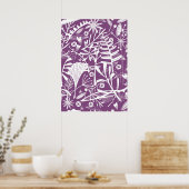 Floral Silhouette Botanisch Paars en wit Poster (Keuken)