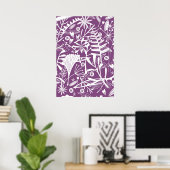 Floral Silhouette Botanisch Paars en wit Poster (Thuiskantoor)